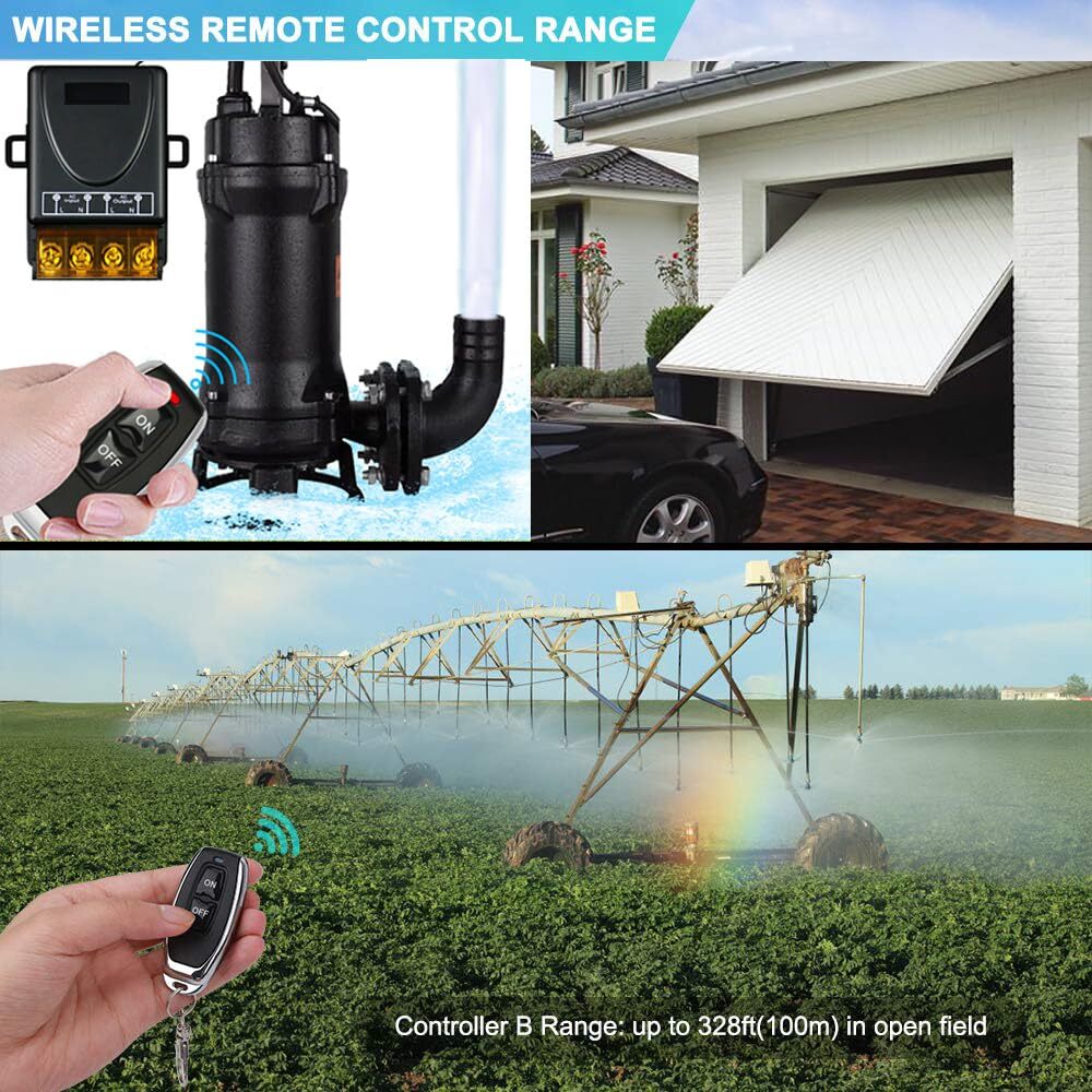 QOFOWIN AC120V Wireless Light Switch and Receiver kit328FT Long Range Single ...