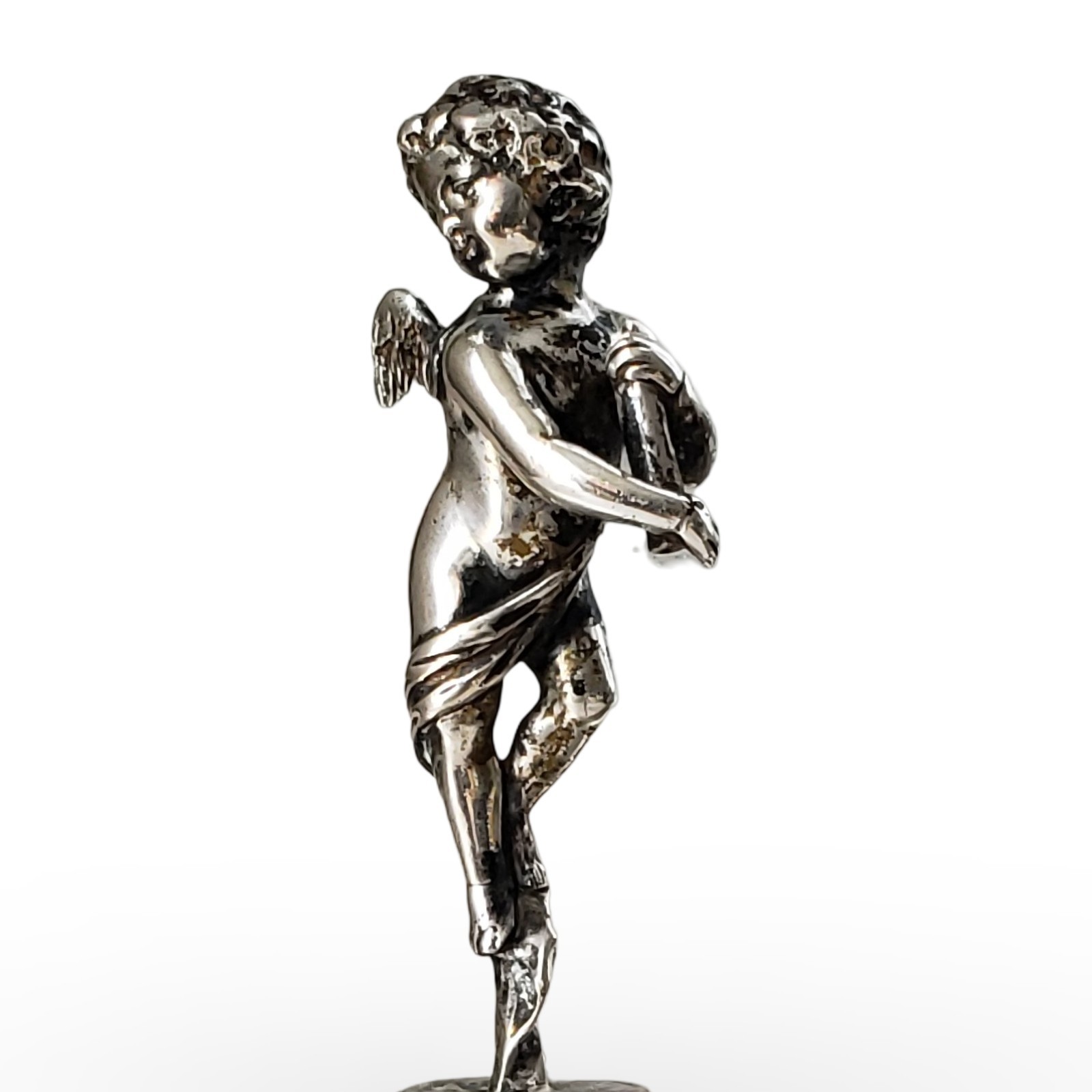 Antique 1840 Thomas Dicks Sterling Lid Cherub Handle Silver Plate Box London