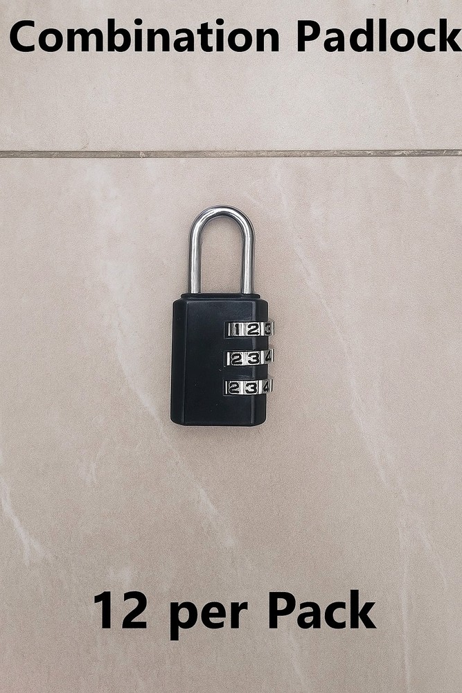 12-Pack Individually Packed Combination Padlocks – 3-Digit Code Lock