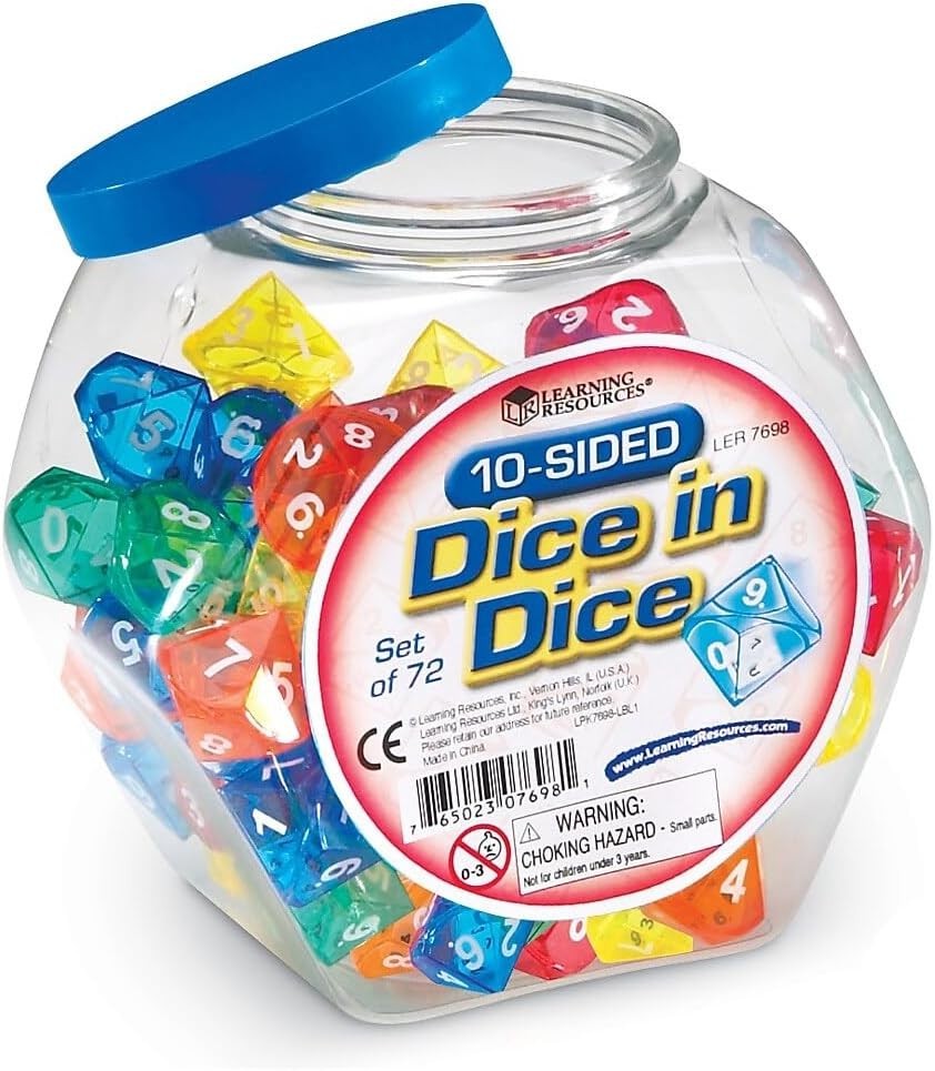 Comprehensive 72-Piece 10-Sided Dice Set for Creative Learning and Play