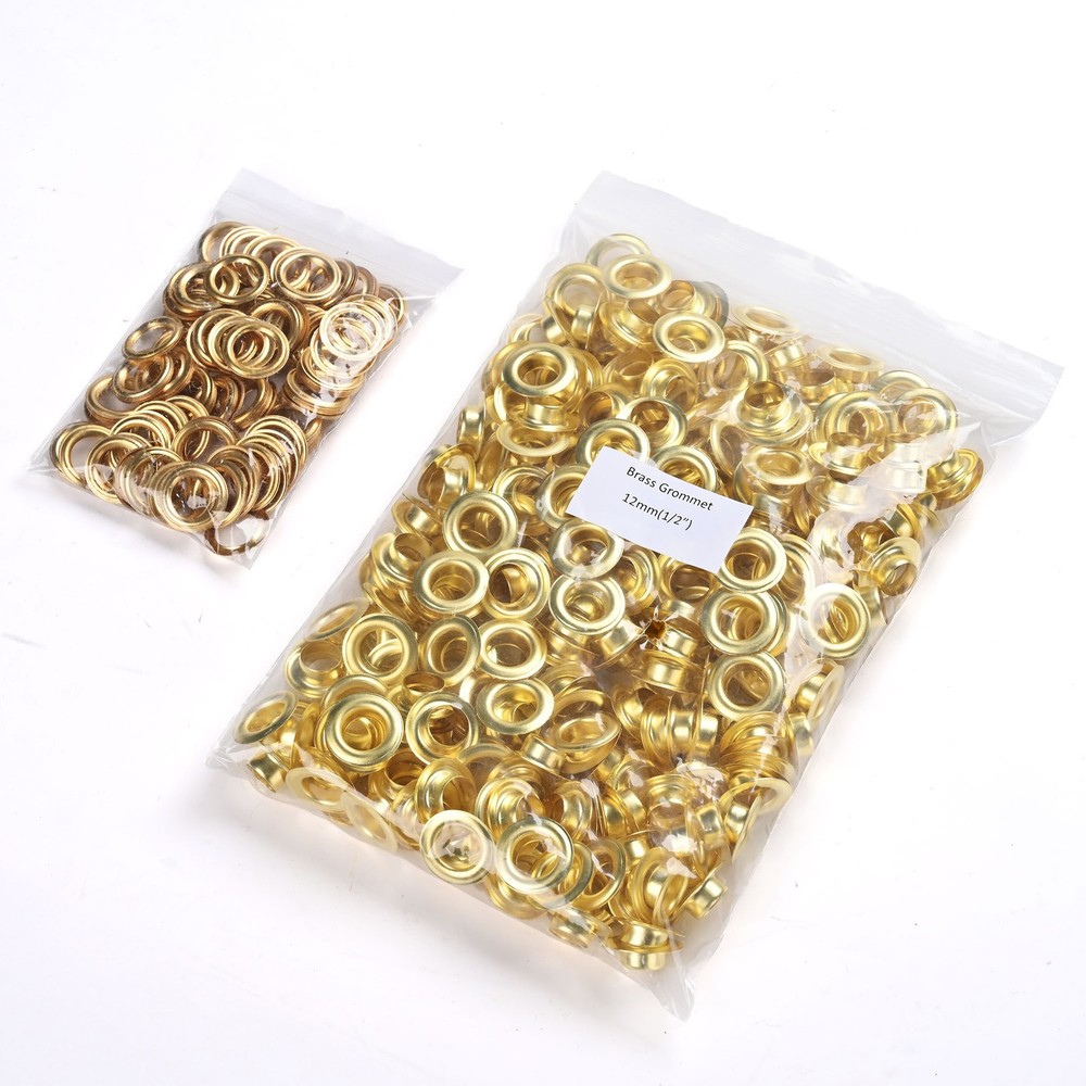 Yescom 300 sets Grommet Kit 1/2 inch Size #4 Solid Brass Eyelets Washers