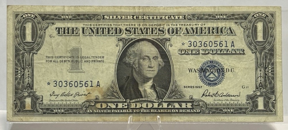 1957 $1 Note Silver Certificate Star Note, #⭐️30360561A! 🔥