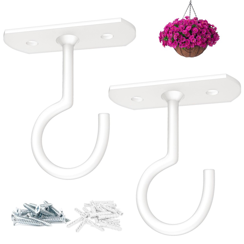 ASZUNE 2.5in Ceiling Hooks for Hanging Plants 2Pack White