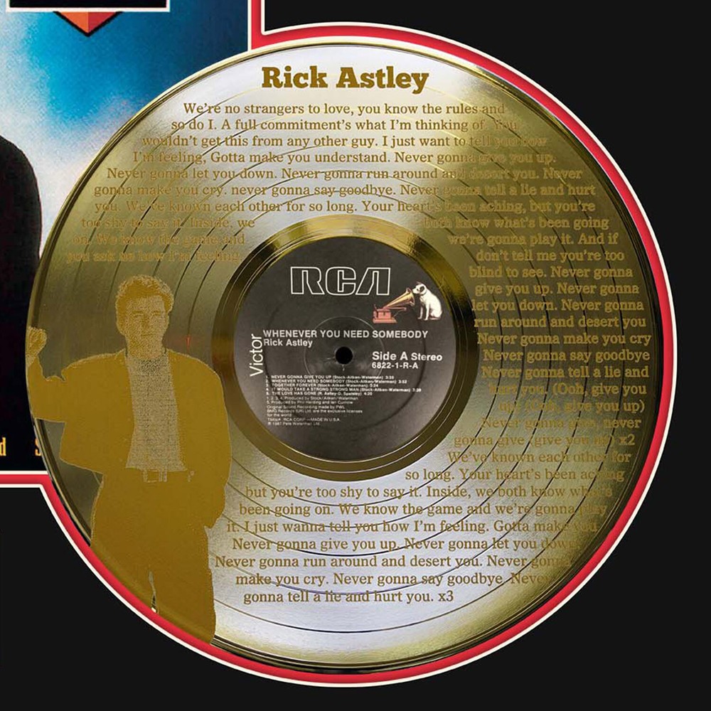 Rick Astley - Never Gonna Give You Up etched limited edition framed display