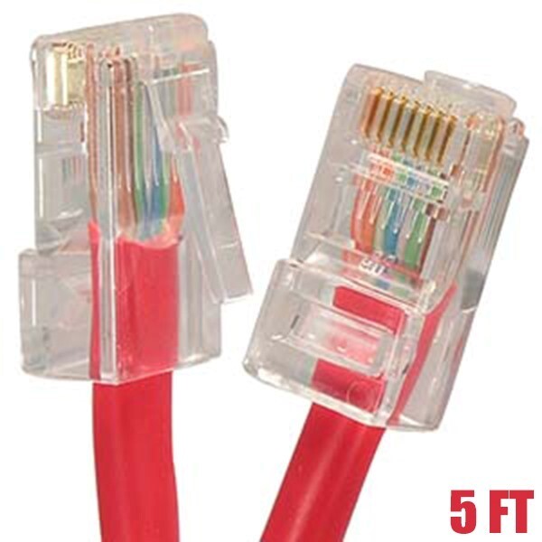 5FT Cat5e RJ45 Ethernet LAN Network UTP Non-Booted Patch Cable Copper Wire Red
