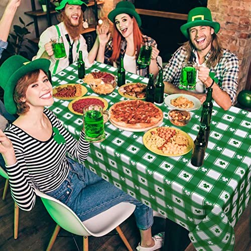 St.Patrick's Day Rectangle Table 102" x 60" (Rectangular) Shamrock Plaid