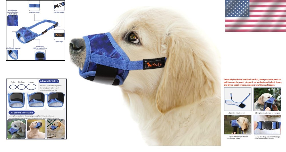 Breathable Nylon Dog Muzzle - Adjustable, Comfortable, Anti-Bite & Bark Control