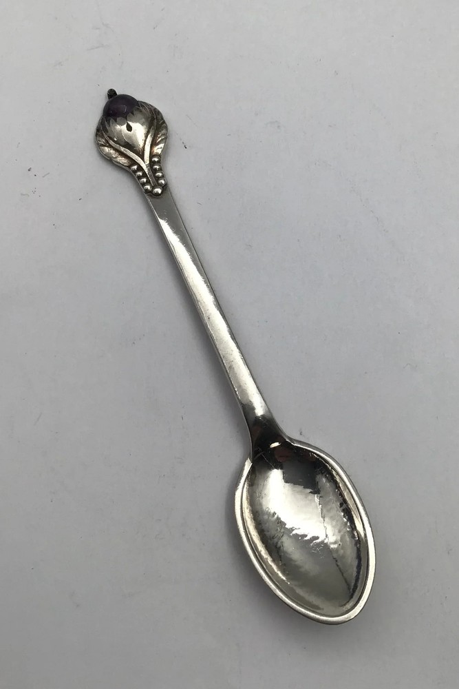 Evald Nielsen Silver No 3 Coffee spoon (Amethyst)