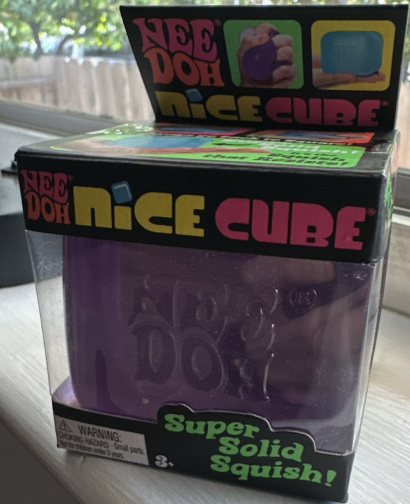 Schylling Nee Doh Super Solid Squish Tear-Resistant Purple Nice Cube