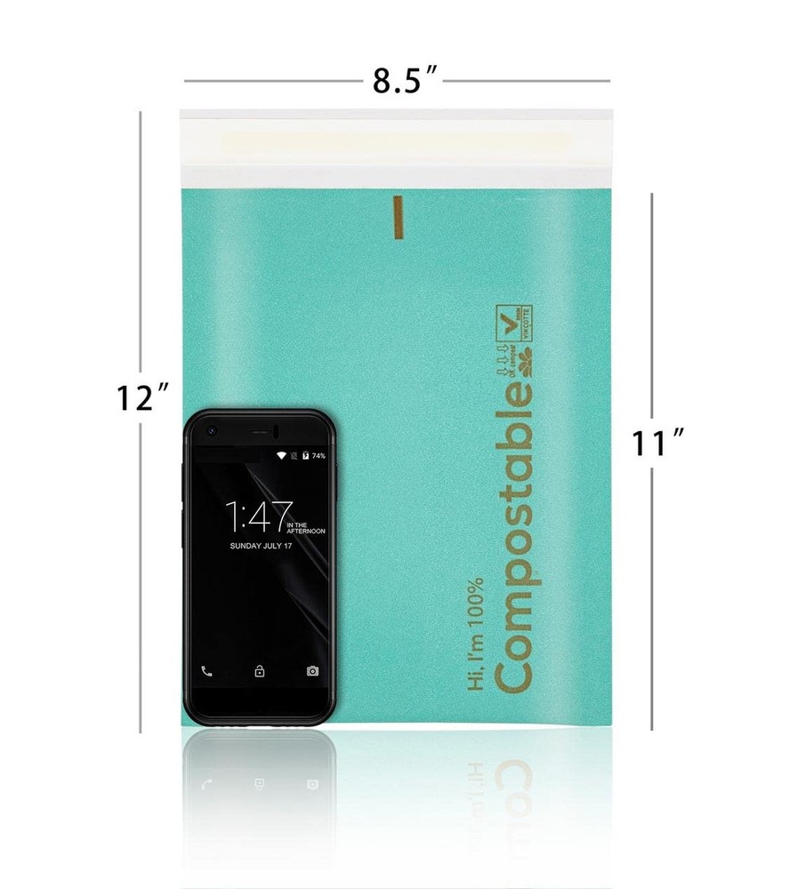 8.5x12 100% Biodegradable Teal Bubble Mailers,25 Count #2 Compostable Padded ...