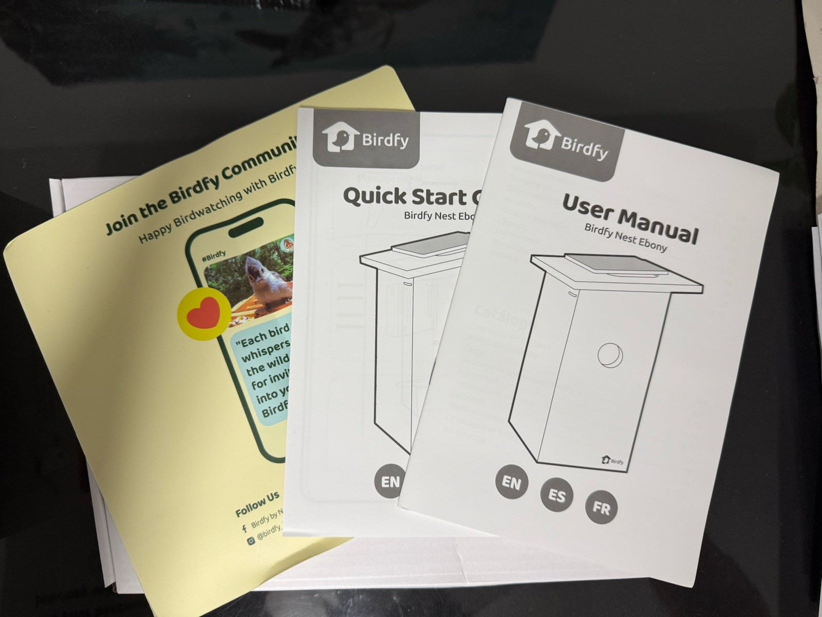 Birdfy Nest Ebony Bird House for outside Solar Powered, 1080P HD Live View