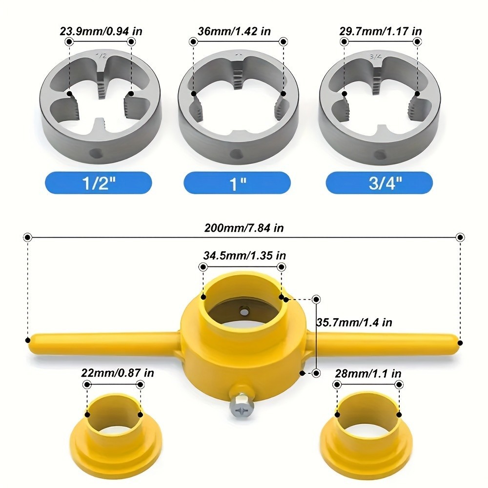 PVC Pipe Threading Tool Set - Multiple Dies for Plumbing & Pipe Repairs