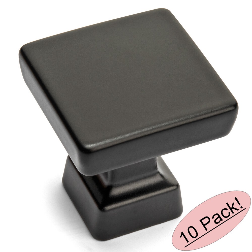 *10 Pack* Cosmas Cabinet Hardware Flat / Matte Black Contemporary Knobs #1480FB