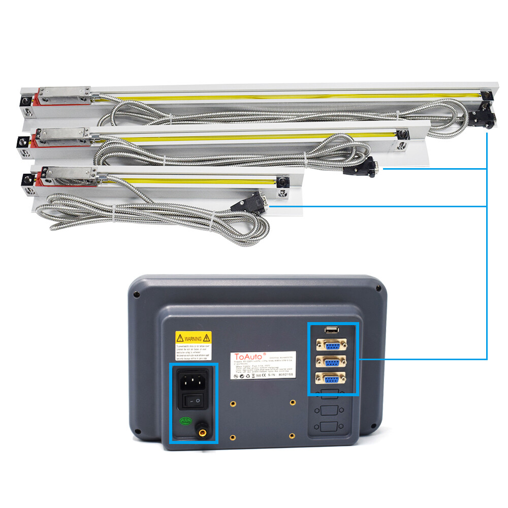 3 Axis Dro Digital Readout LCD Touch Screen Encoder+3PCS Linear Glass Scale Kit