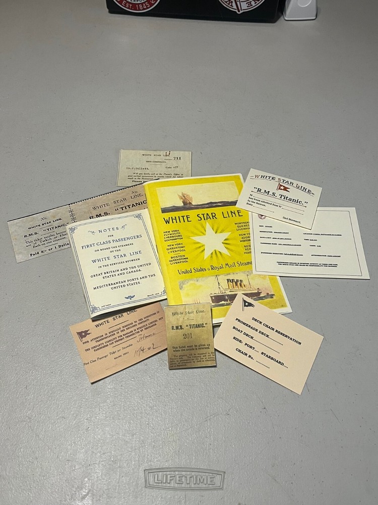 RMS TITANIC, reprint, First Class Passenger on board documents, Nice!