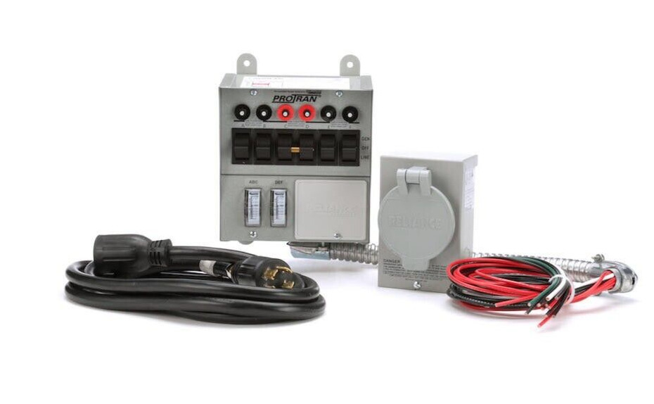 Portable Generator Power Transfer Switch Pre Wired 30 Amp 6 Circuit Load Center