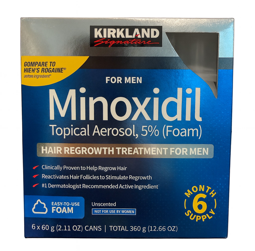 Kirkland Minoxidil FOAM 5% Extra Strength Men Hair Regrowth 6 Months Powerful