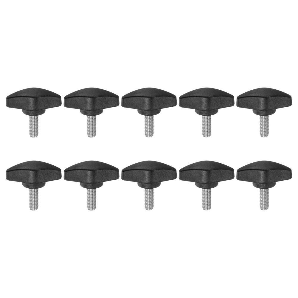 10pcs M6 x 16mm Male Thread Tee Wing Knobs Thumb Screw Clamping Knobs Grip Black
