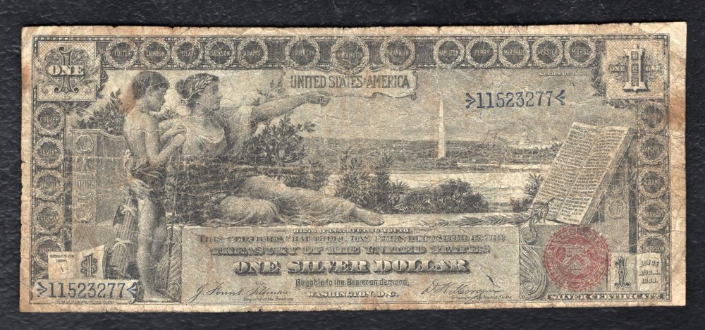 FR. 224 1896 $1 ONE DOLLAR “EDUCATIONAL” SILVER CERTIFICATE NOTE VERY FINE