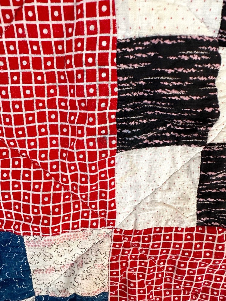 Vintage Handmade Nine Patch Quilt