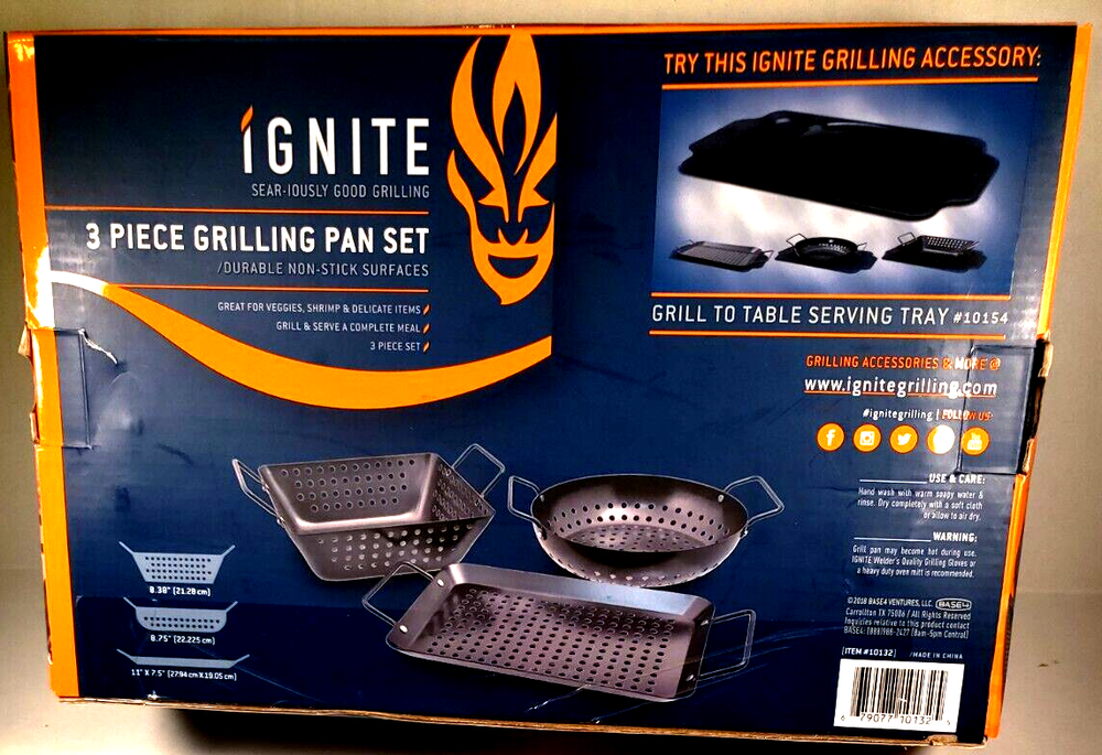 Ignite 3 Piece Grilling Pan Set Durable Non-Stick Surfaces