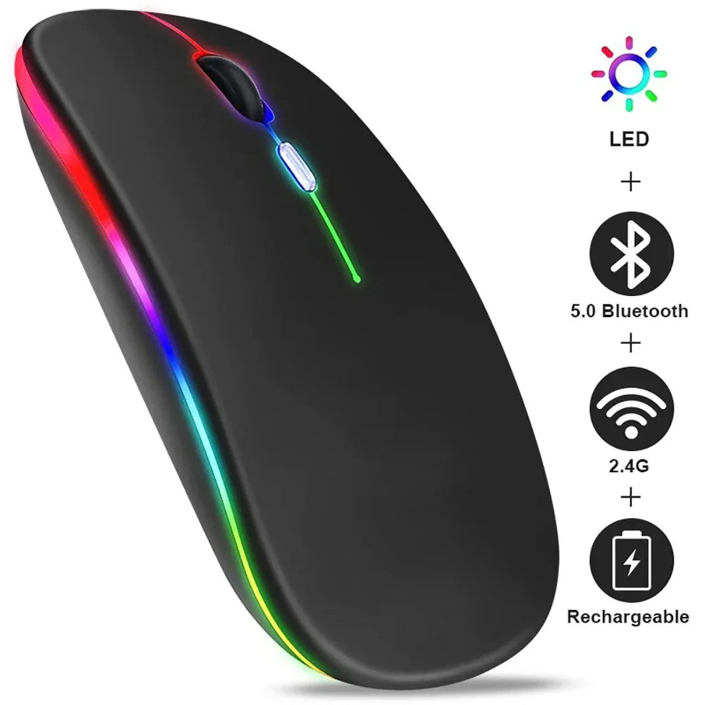 Wireless Mouse For Laptop PC Bluetooth RGB Rechargeable Mouses Wireless Computer