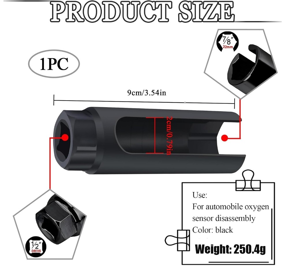 1Pc Oxygen Sensor Socket With Side Wire Cutout O2 Induction Sleeve High Hardness