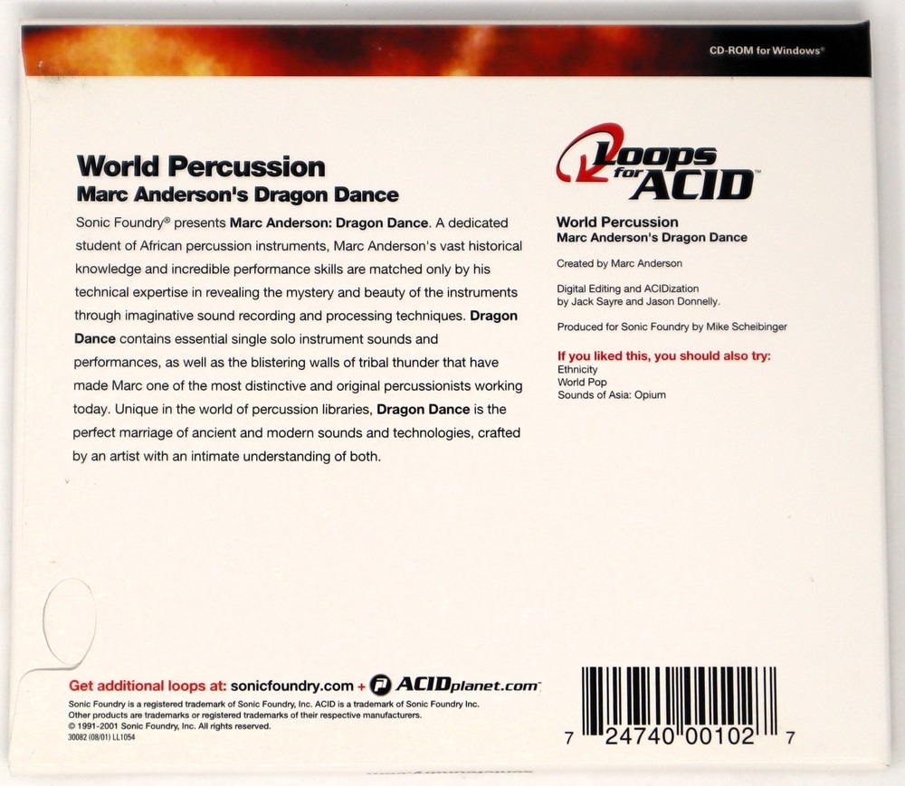 Sonic Foundry World Percussion Loops For Acid Sample/Sound Library/Sampling CD