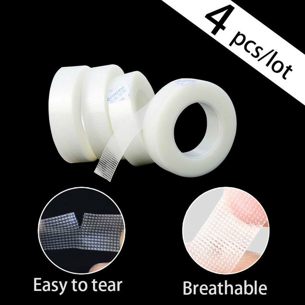 4 Rolls Eyelash Extension Patch PE Tape Clear Technician False Lash Makeup Tool