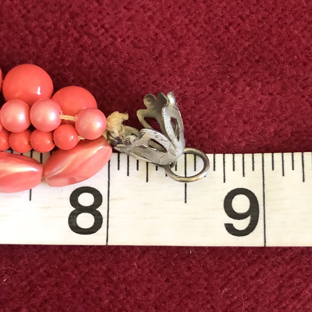 Vtg. Salmon Pink Multi-Strand Bead Bracelet