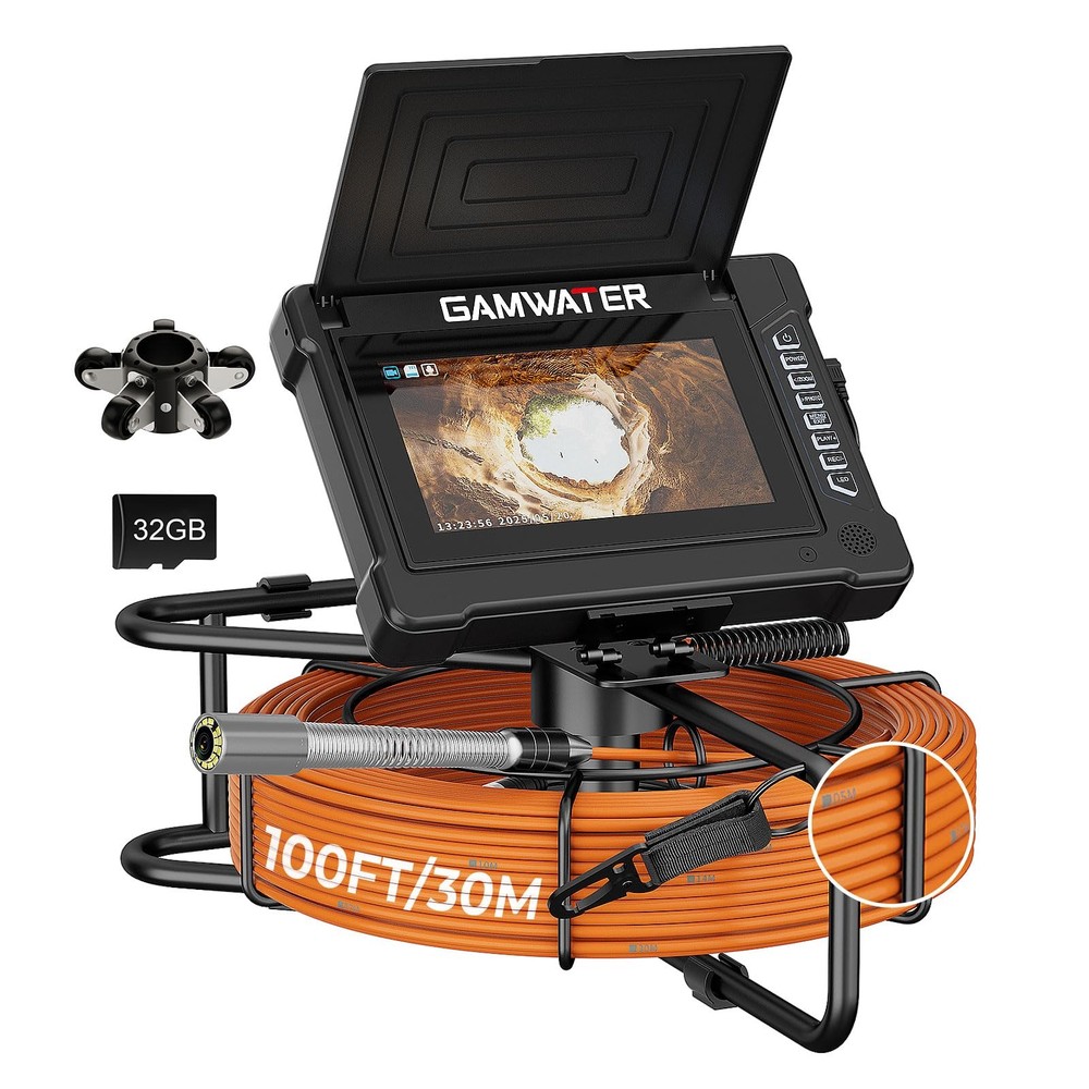 Sewer Camera 100FT/30M 23mm Pipe Inspection Camera DVR & Audio Recorder with ...