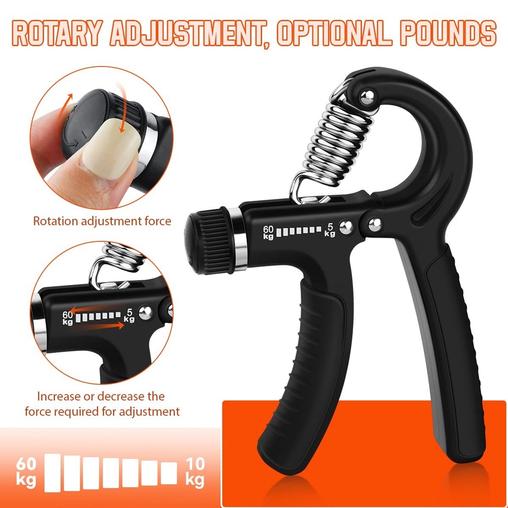 2 Pcs Hand Grip Strengthener Exerciser Workout Squeezer, black