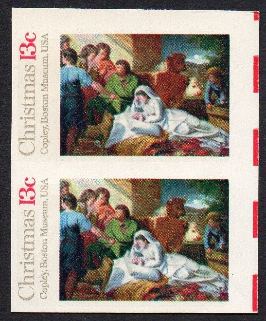 1701a 13c Christmas imperf pair (thin)