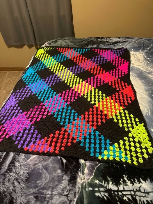 Handmade Planned Pooling Multicolor Crochet Throw blanket