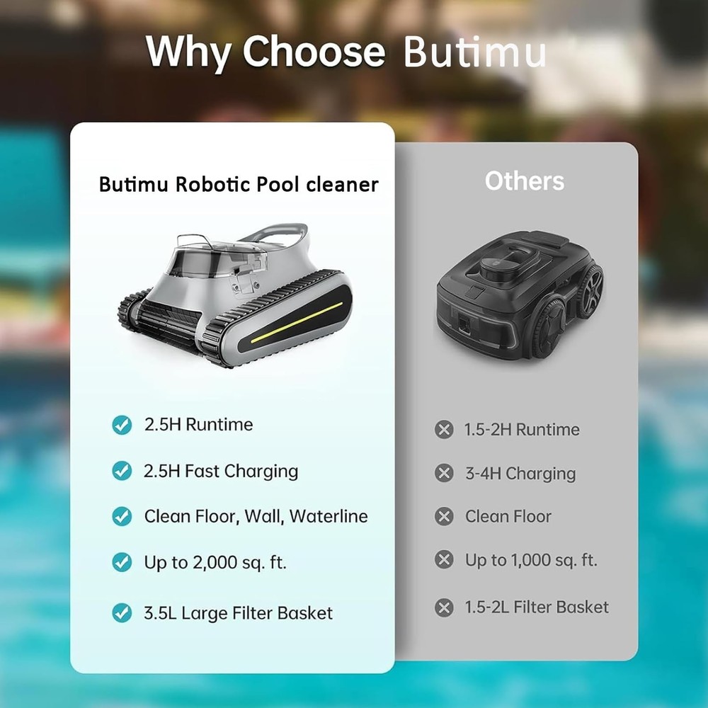 Cordless Robotic Pool Cleaner for Swimming Pools Wall Climbing Scrubber Brush