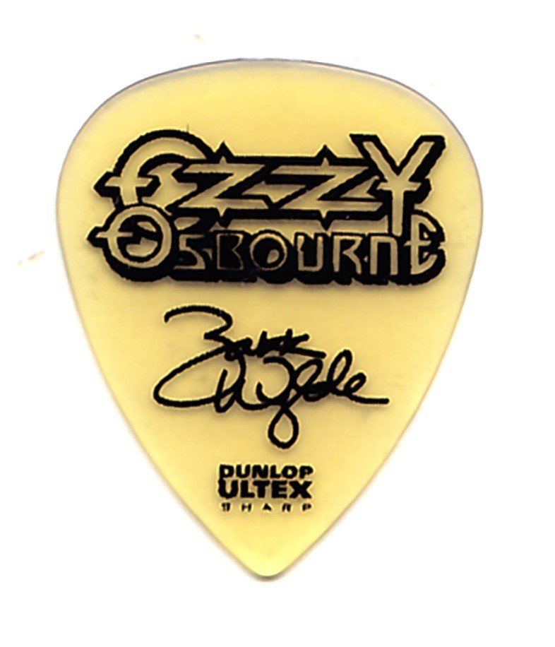 Ozzy Osbourne Zakk Wylde Signature Yellow Guitar Pick - 2012 OzzFest Tour BLS