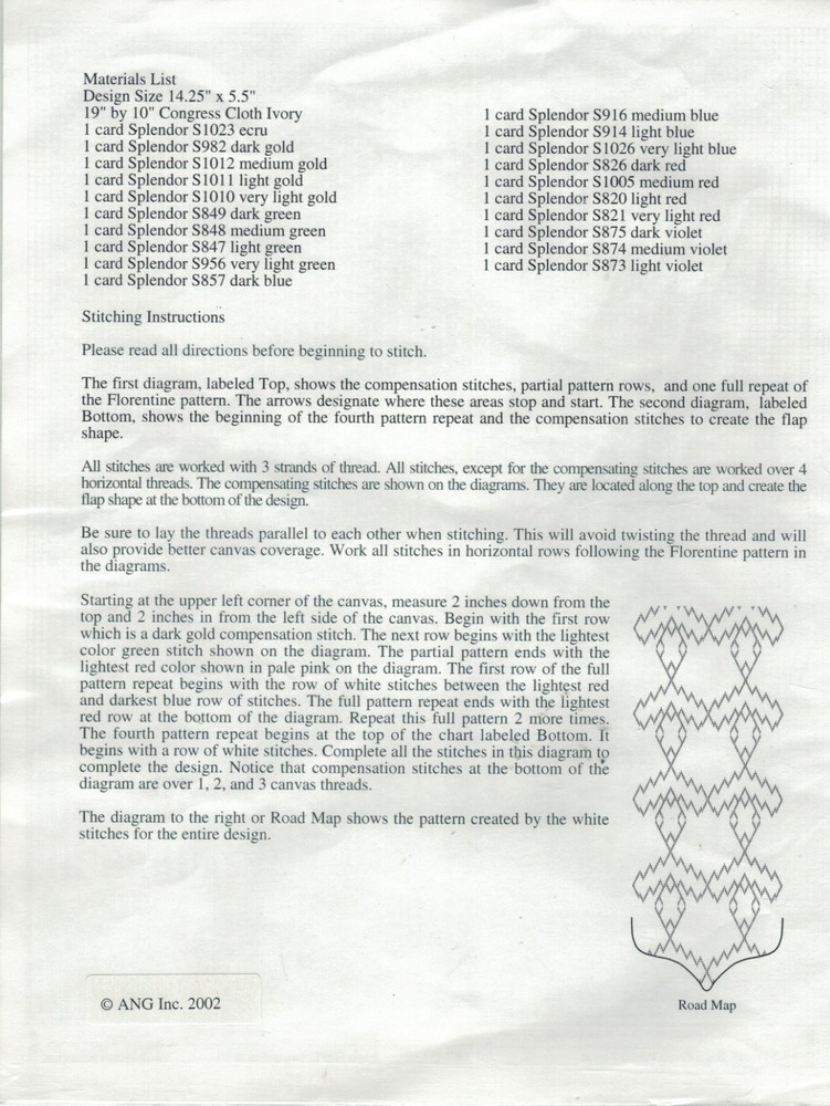 ANG Smithsonian Institution Needlepoint Chart - Florentine Splendor