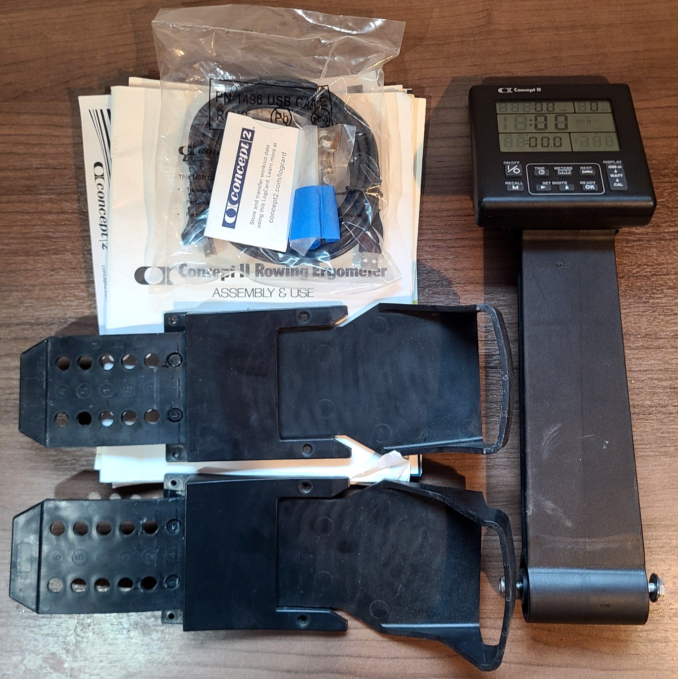 Concept2 PM2 Performance Monitor w/ Arm + Hardware, Pedals, Manuals - Working