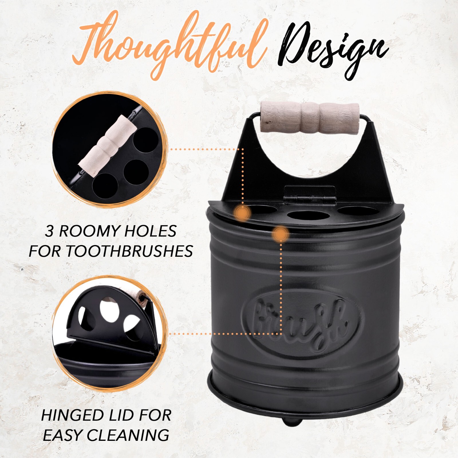 Autumn Alley Black Farmhouse Toothbrush Holders for Bathrooms, Rustic accessory