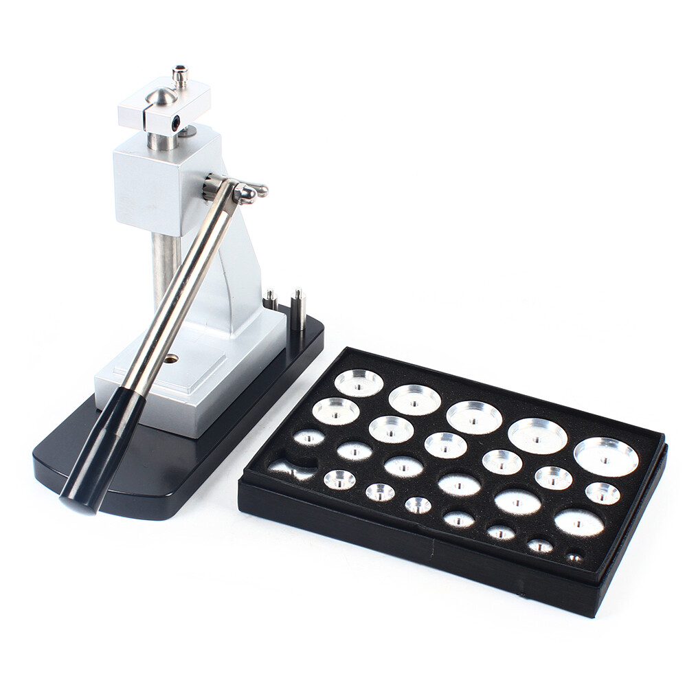 Watchmaker Tool Watch Press Set Back Case Closer Crystal Glass Fitting+ 25 Dies