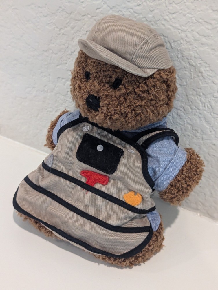 Baby Gap Bear Hand Puppet 8" Construction Carpenter Bear Tools Apron