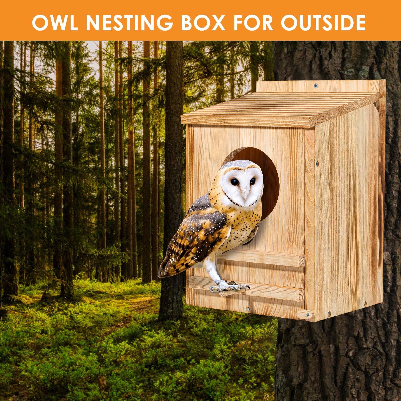 Large Barn Owl House,Owl Nesting Box For Outside,Wooden Nest House,Large Hand...