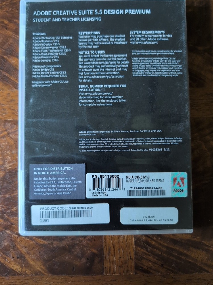 Adobe Creative Suite 5.5 Master Collection (Retail) (1 User/s) Student/Teacher