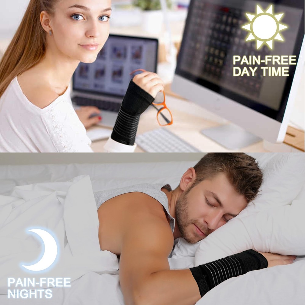 2 Pack Wrist Brace Compression Support Adjustable Carpal Tunnel