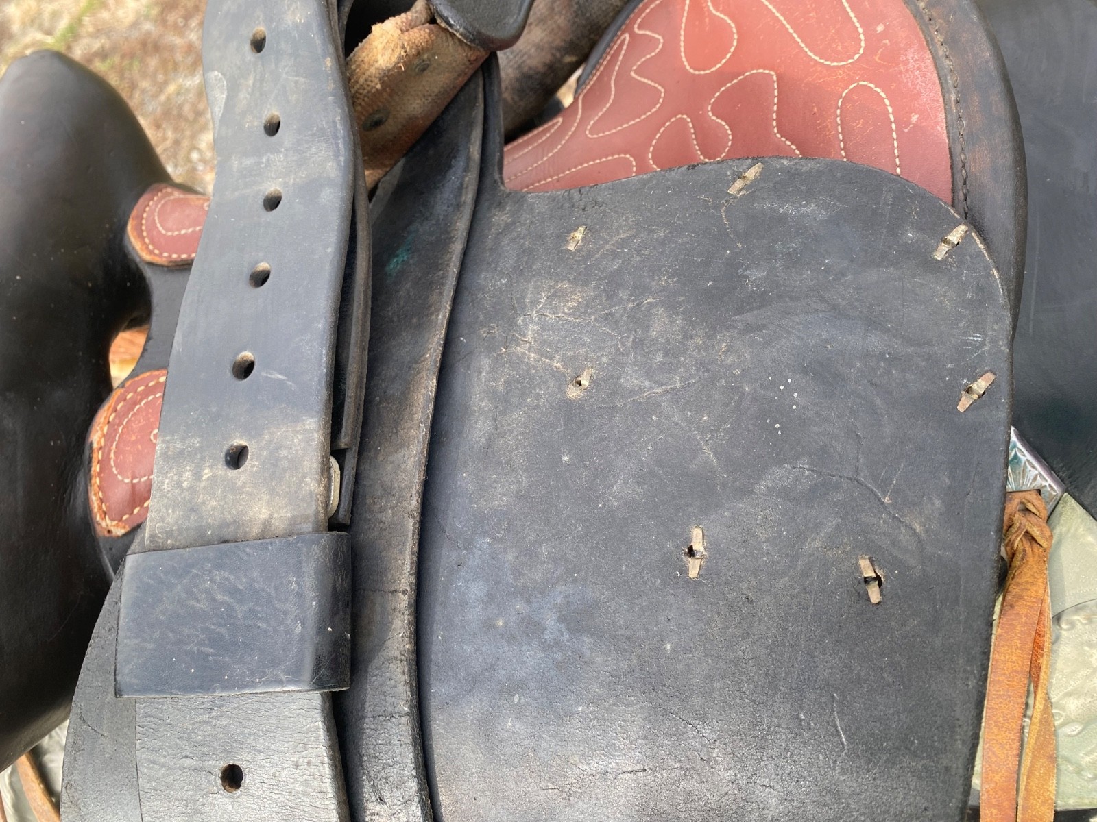 Vintage/Antique 13" youth Western parade saddle w/silver horse heads