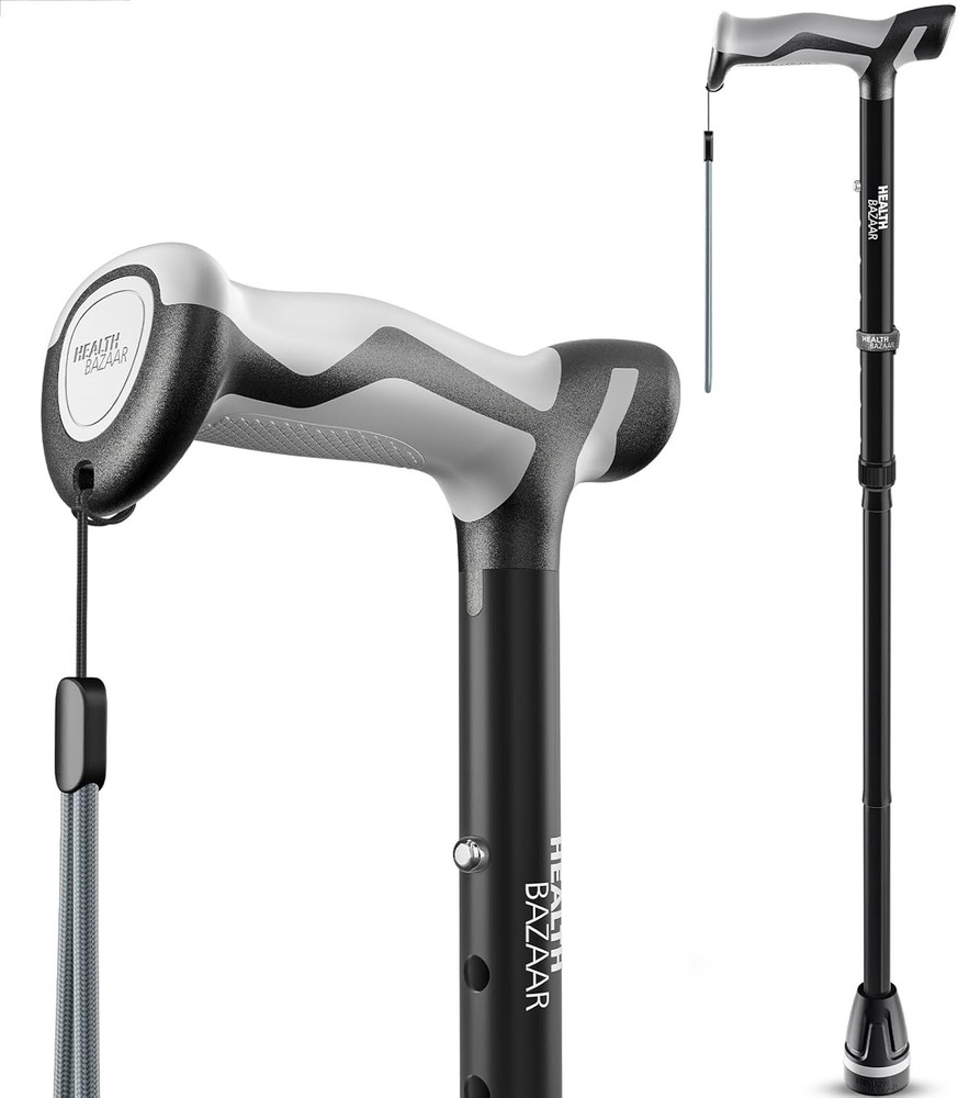 Walking Cane for Men, Foldable Cane with Shock Absorption - Adjustable