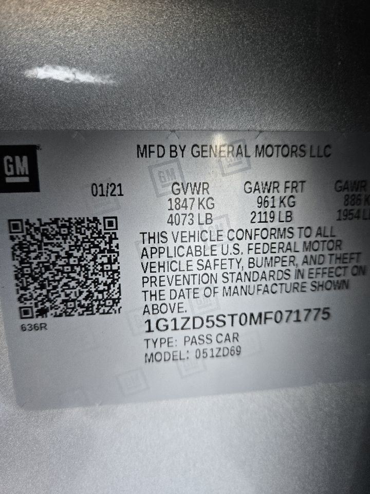 2021-2025 Chevy Malibu Dash Mounted Display