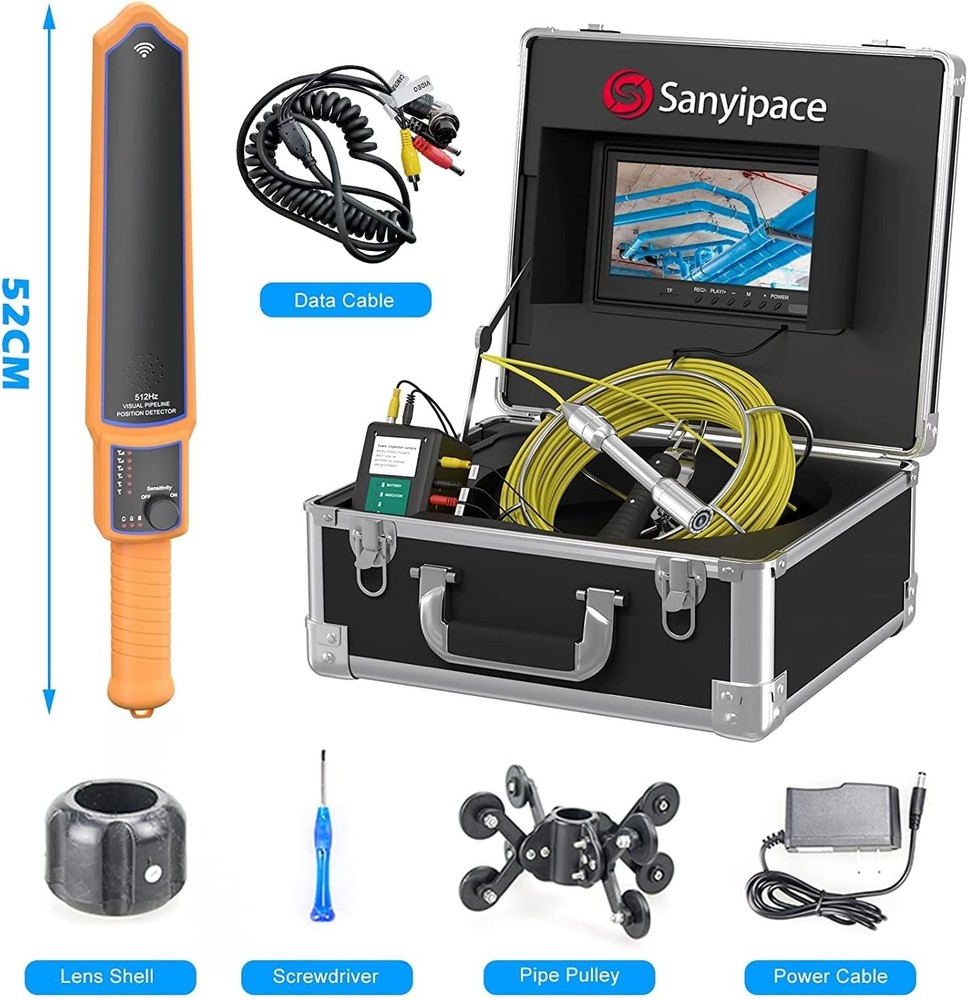 9" Color Screen Sewer Camera 165FT Drain Pipe Borescope w/ 512Hz Transmitter
