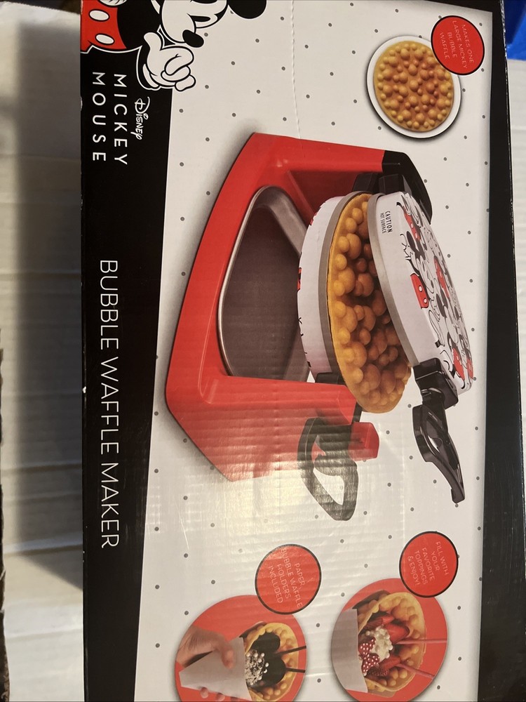 New Disney Mickey Mouse Rotating Bubble Waffle Maker Single Flip