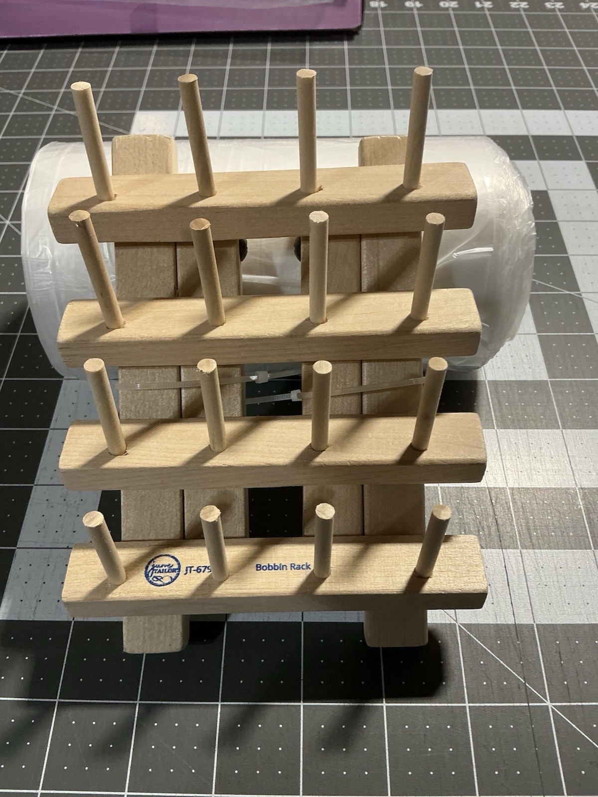 June Tailor Wooden Bobbin Rack 16 Pin, Holds 3 Bobbins Per Pin